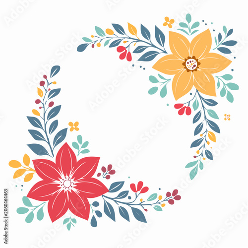 Floral Corner Decorations with Red and Yellow Flowers