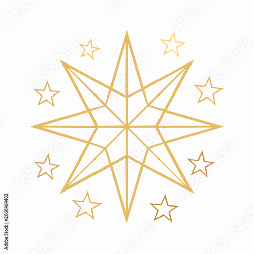 Golden Geometric Starburst with Smaller Stars