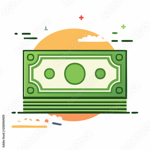 Stack of Money Bills with Abstract Background