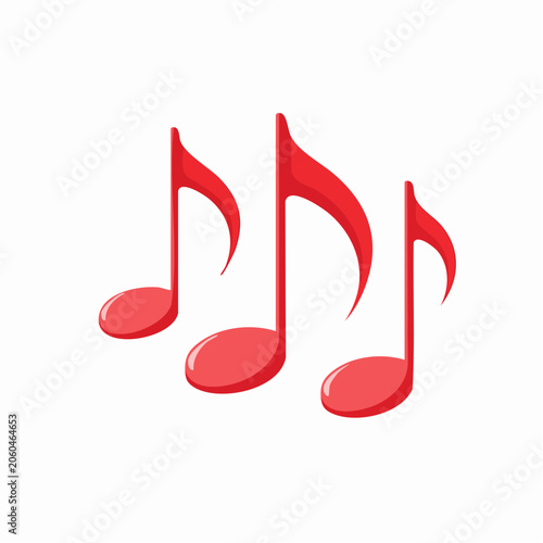 Three Red Musical Notes