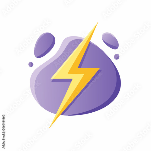 Yellow lightning bolt on purple abstract background