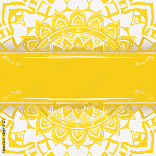 Yellow Mandala Design with Copy Space