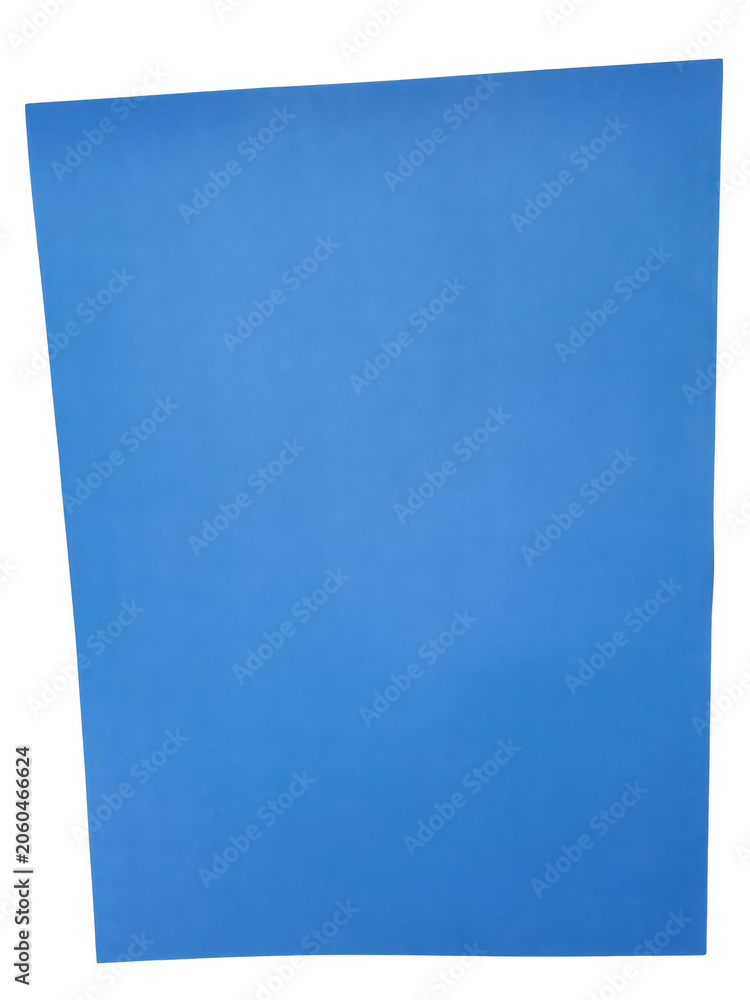 Fototapeta premium A single rectangular sheet of bright blue paper on white png