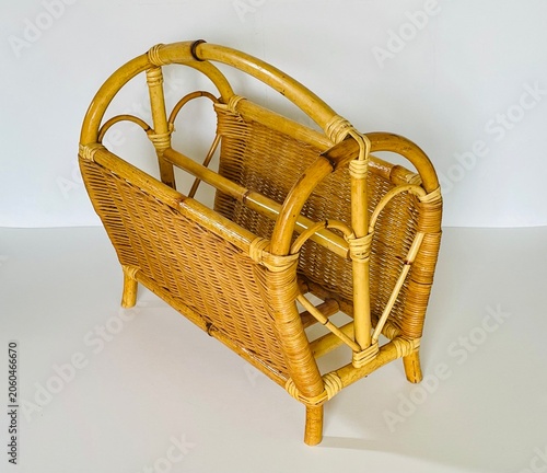 wicker basket on white background