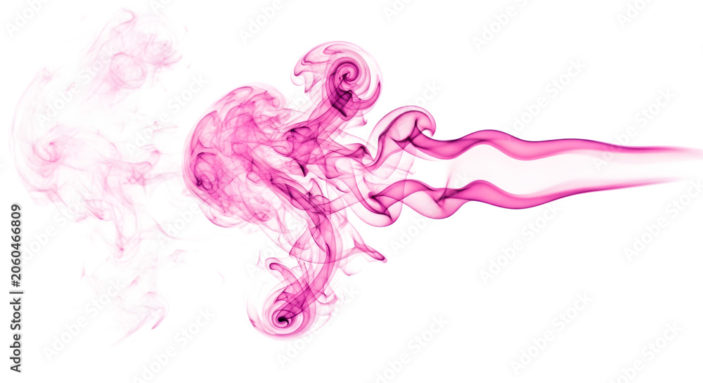 Fototapeta premium Vibrant pink smoke swirling on isolated transparent background with dynamic movement