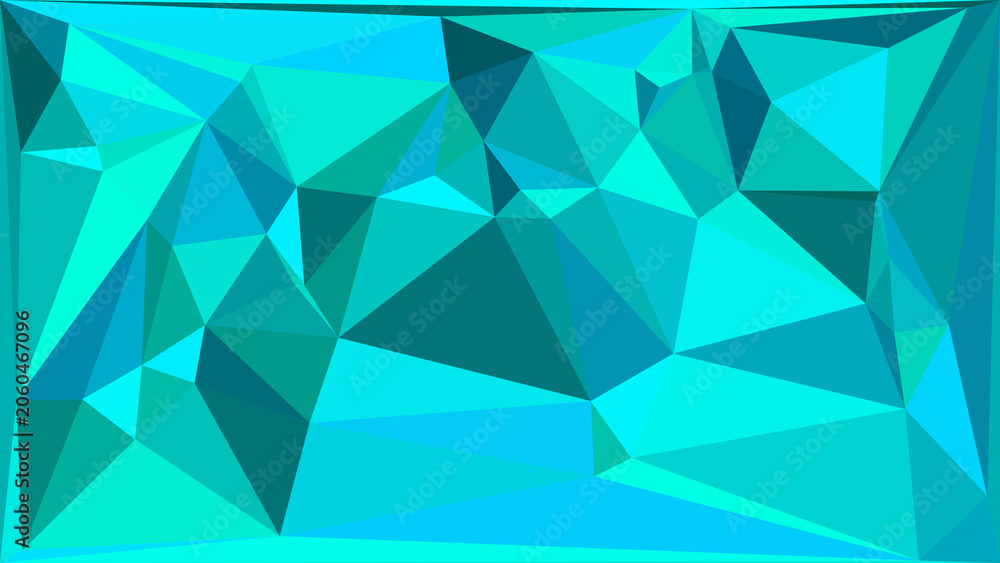 Obraz premium Abstract geometric low poly background in cool cyan and deep blue shades for digital interface