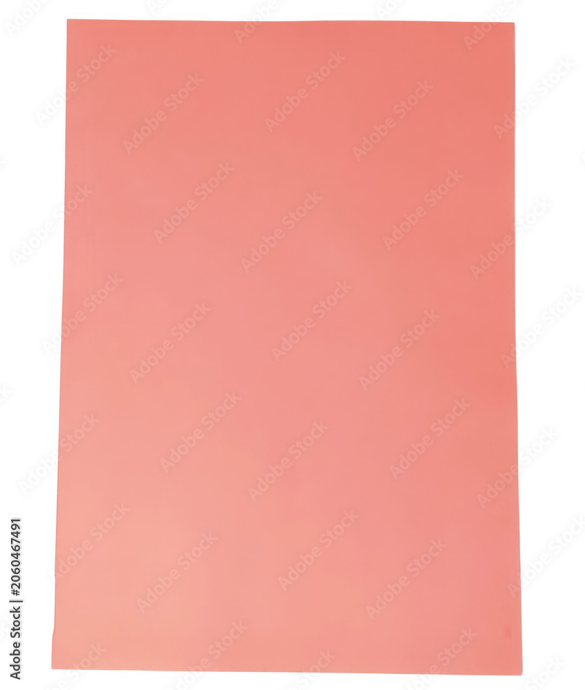 Fototapeta premium Blank rectangular piece of coral pink paper on white background png