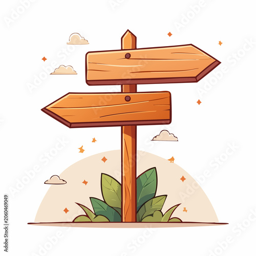 Wooden Directional Signpost with Arrows