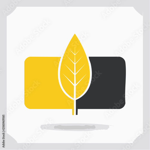 Yellow leaf logo on abstract background