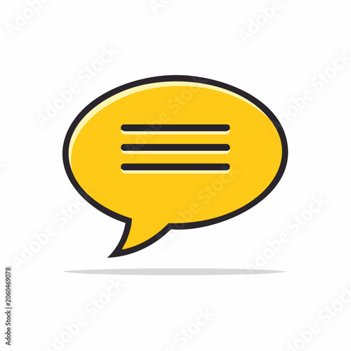 Yellow Speech Bubble Icon with Three Horizontal Lines