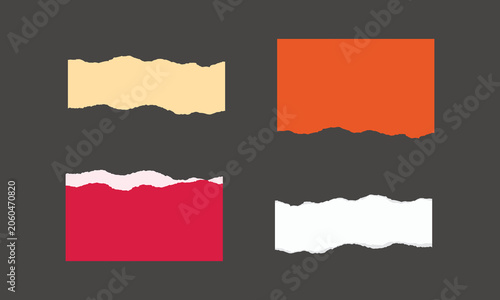 Set of colorful scrapbook torn note paper pieces