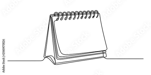 Fotografía Continuous single line drawing of a blank desk calendar with spiral binding for