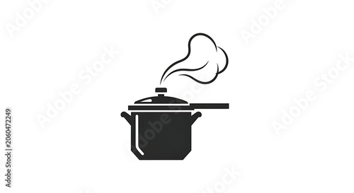Vector icon of a steaming pressure cooker or pot