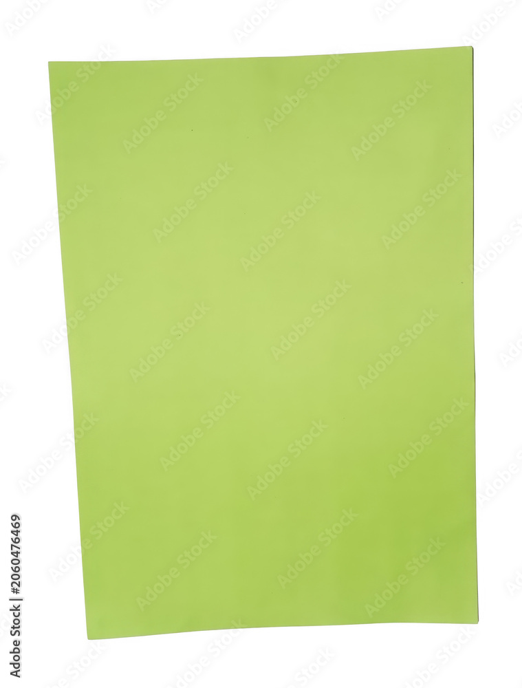 Fototapeta premium A single piece of bright lime green paper on a white background png