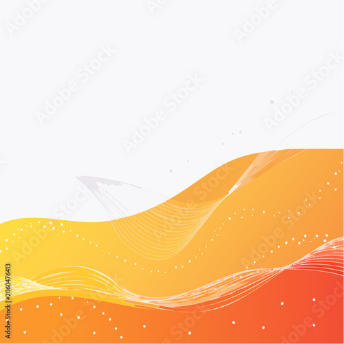 Abstract Orange and Yellow Waves with White Lines and Dots