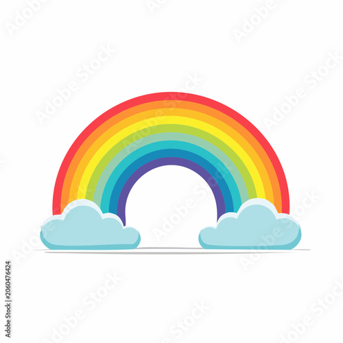 Colorful Rainbow Arch with Clouds