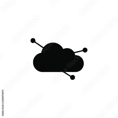 Obraz na płótnie Black cloud with three connected nodes representing cloud computing technology, data network, and digital storage connectivity