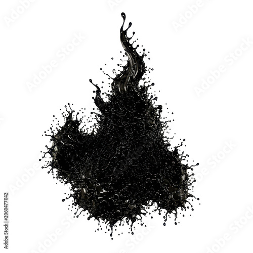 Dynamic black liquid splash with droplets