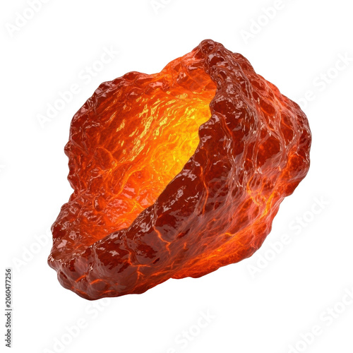Glowing molten rock with fiery orange core