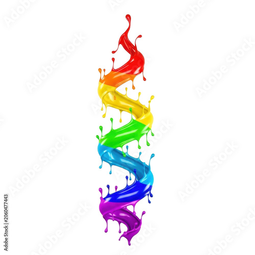Vibrant rainbow paint splash spiral