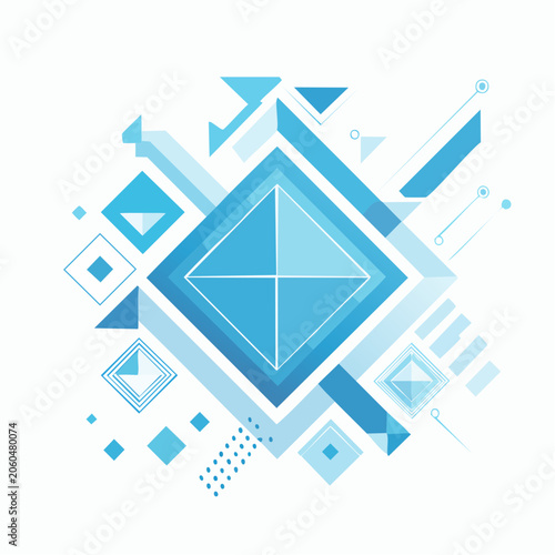 Abstract Geometric Blue Shapes Background