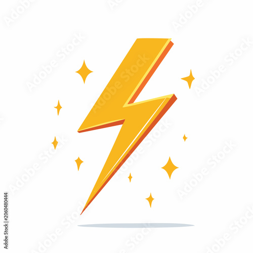 Yellow Lightning Bolt Icon with Sparkles