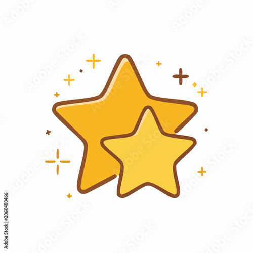 Two Golden Stars with Sparkles