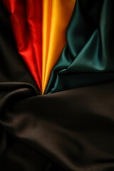 Black History Month background. Red, yellow, green black silk background