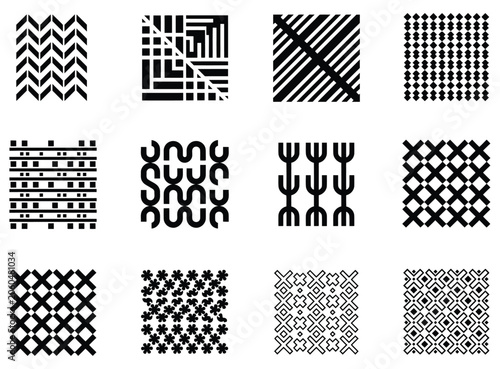 Foto Thread textile icon showing jacquard weave structures, lace texture patterns, fa
