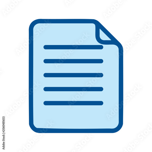 Simple document icon in light blue and navy represents a page with several lines of text