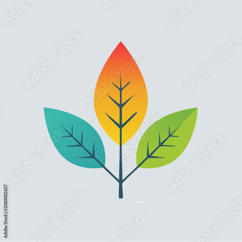 Stylized Three Leaves with Gradient Colors