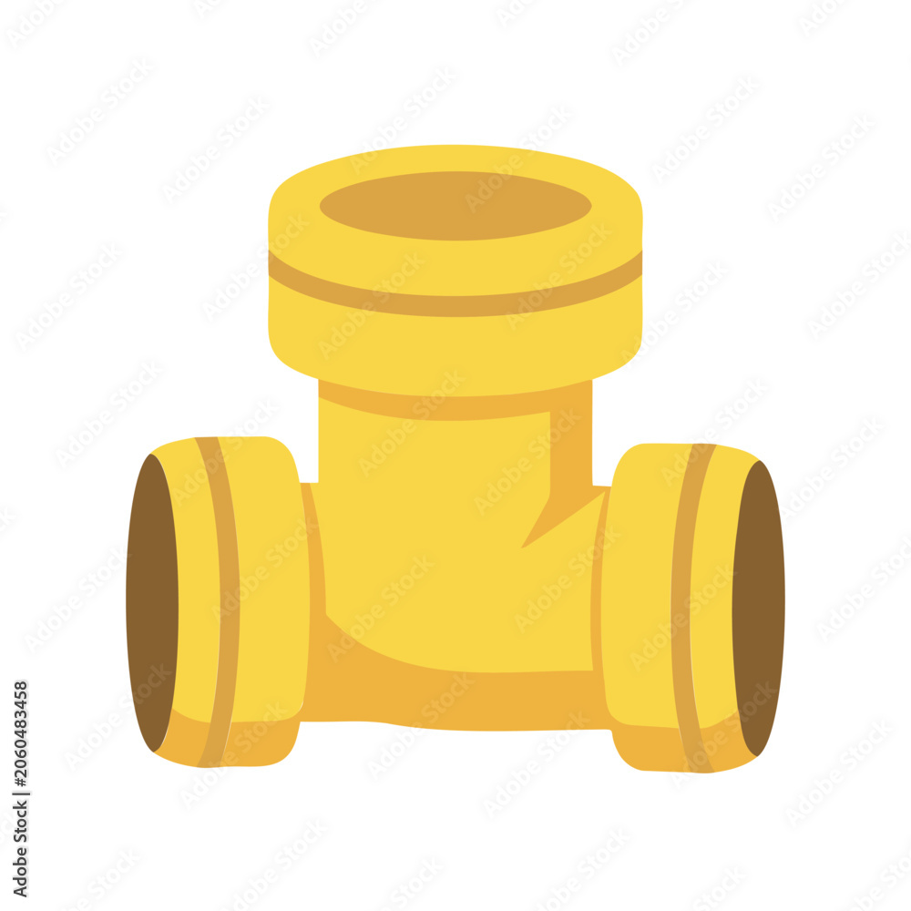 Obraz premium Isolated yellow pipe fitting on white background for plumbing connection