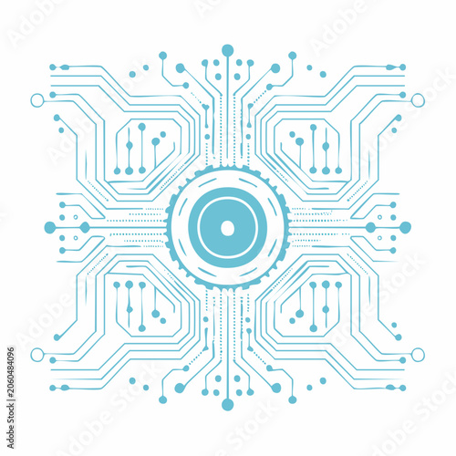 Abstract Circuit Board Design with Central Gear Element