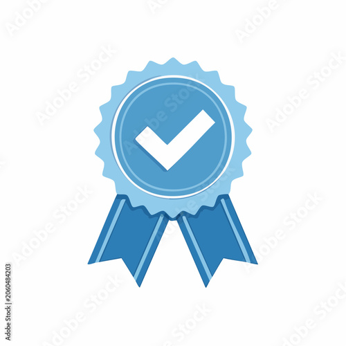 Blue Ribbon with Check Mark