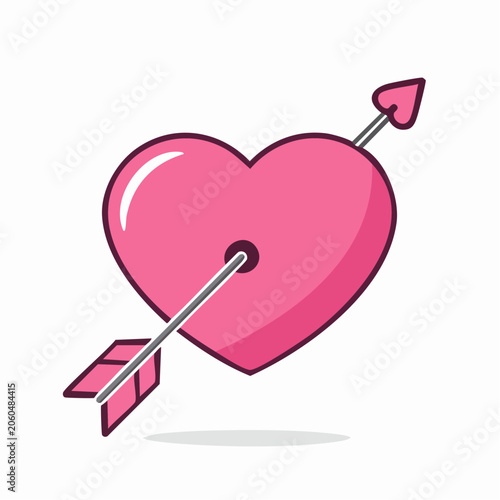 Pink Heart Pierced by Cupid's Arrow