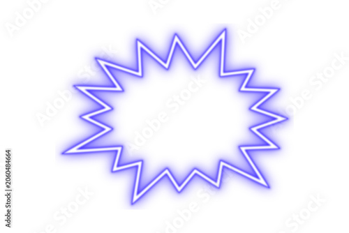 Purple neon speech bubble in a jagged comic book explosion shape 