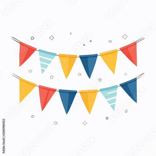 Colorful Bunting Flags and Stars Decoration