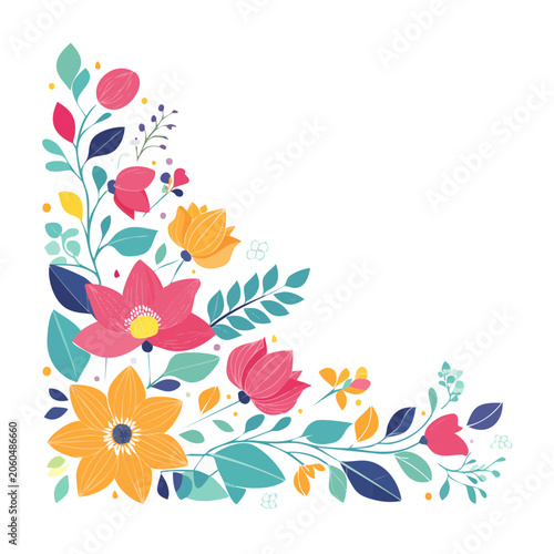 Tropical flowers and butterfly flat design vector