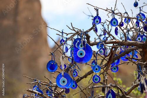Beautiful Evil Eye Amulets in Cappadocia's Landscape