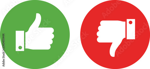Fotografie Thumbs up and thumbs down icons set, like and dislike symbols
