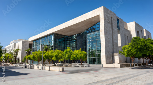 Public-use architecture with modern lines and open space.