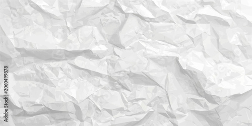 Tableau sur toile Abstract white crumpled paper texture background with realistic wrinkled and folded sheet details, soft gray creased surface for modern design and templates