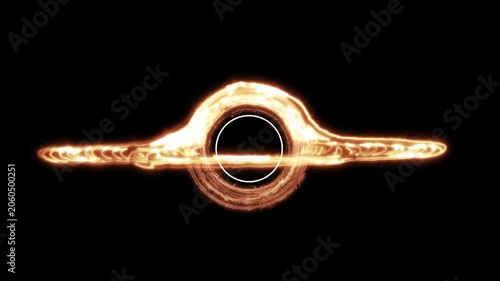 Cosmic Black Hole with Glowing Accretion Disk and Gravitational Lensing.4k video.