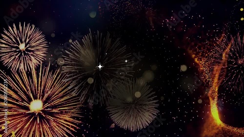 Spectacular Fireworks Exploding in the Night Sky with Sparkling Lights and Colors Video