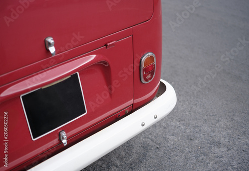 Rear Detail Of Vintage Red Camper Van