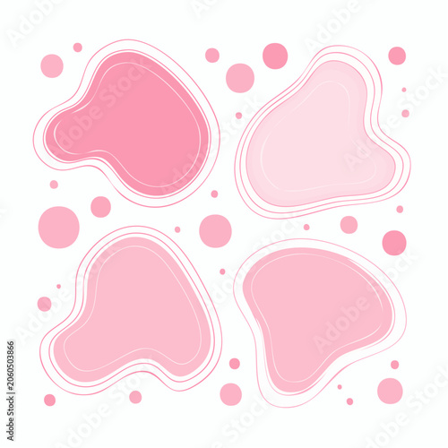 Abstract Pink Organic Shapes and Circles Background