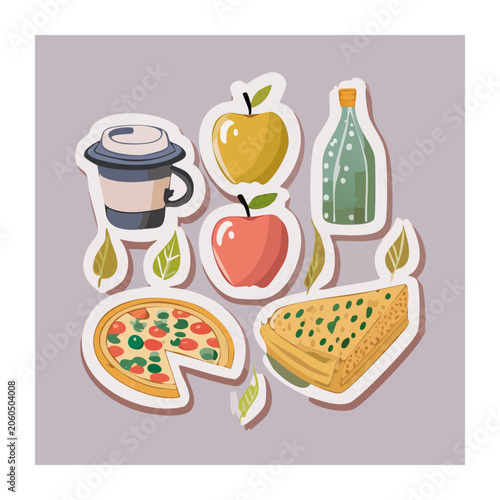 Flat design food and drink icons set