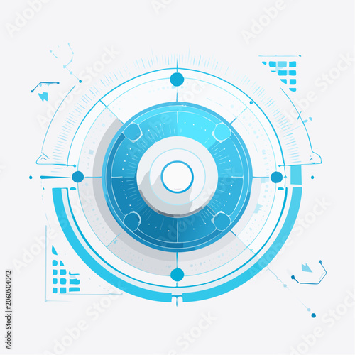 Futuristic Digital Interface with Blue and White Elements