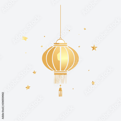 Golden Chinese Lantern with Stars