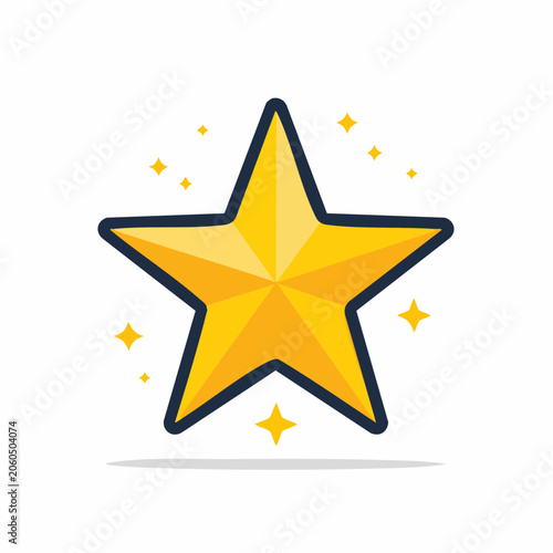 Golden Star Icon with Sparkles